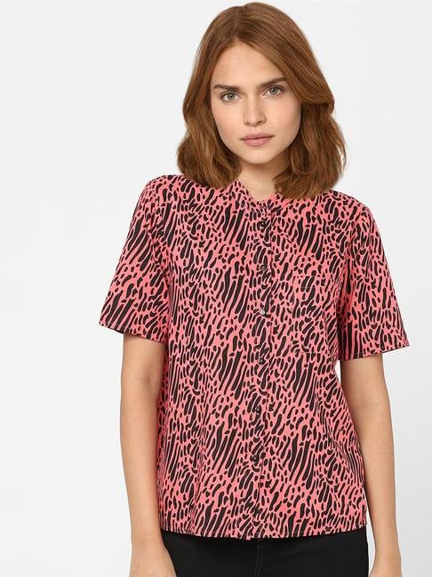 vero moda pink printed shirt