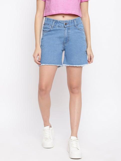 belliskey blue high rise denim shorts