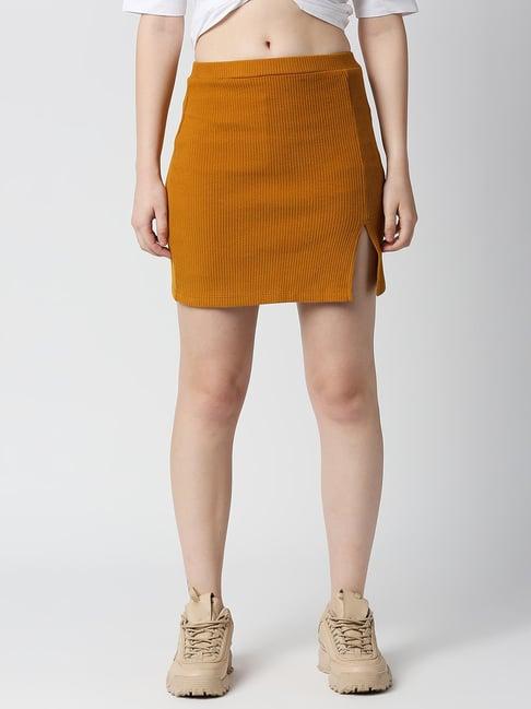 disrupt mustard pencil skirt