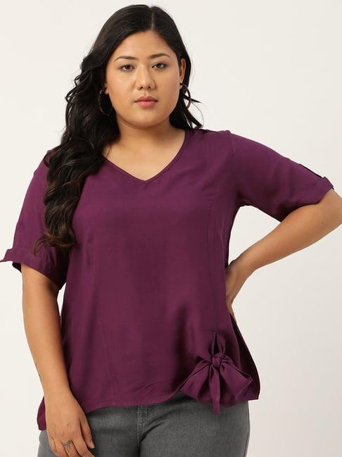 therebelinme purple v-neck top