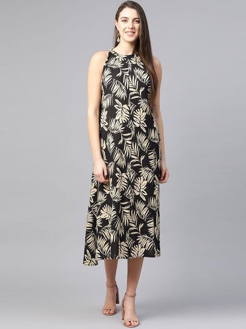 yash gallery black printed a-line dress