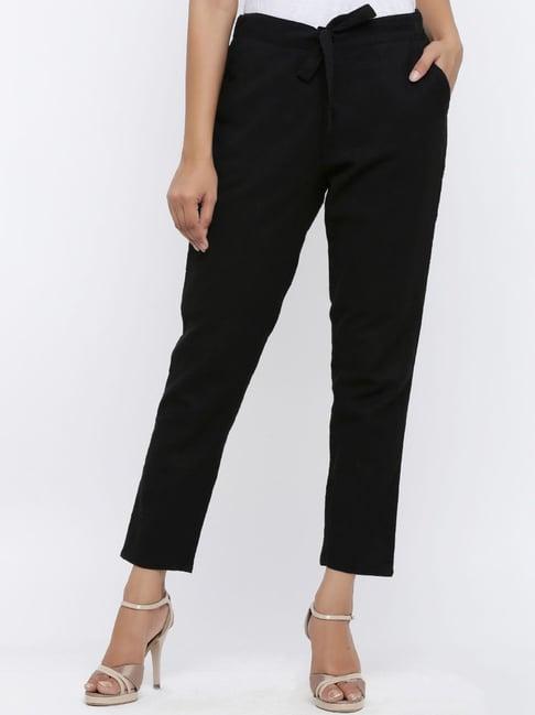 yash gallery black mid rise pants