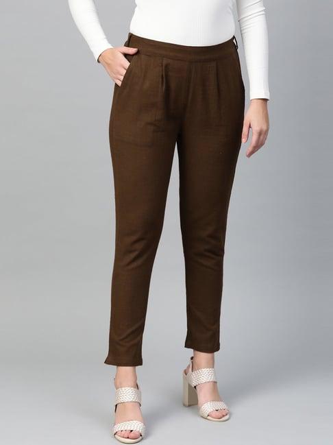 yash gallery brown mid rise pants