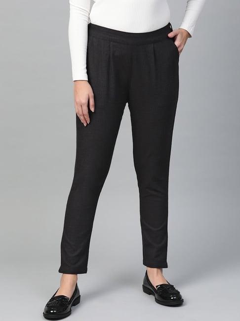 yash gallery black mid rise pants