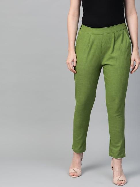 yash gallery green mid rise pants