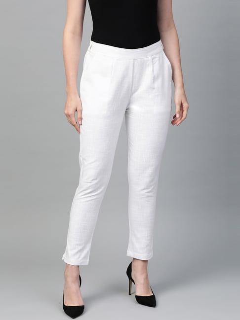 yash gallery white mid rise pants