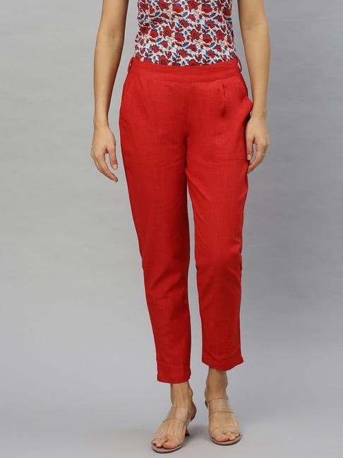 yash gallery red mid rise pants