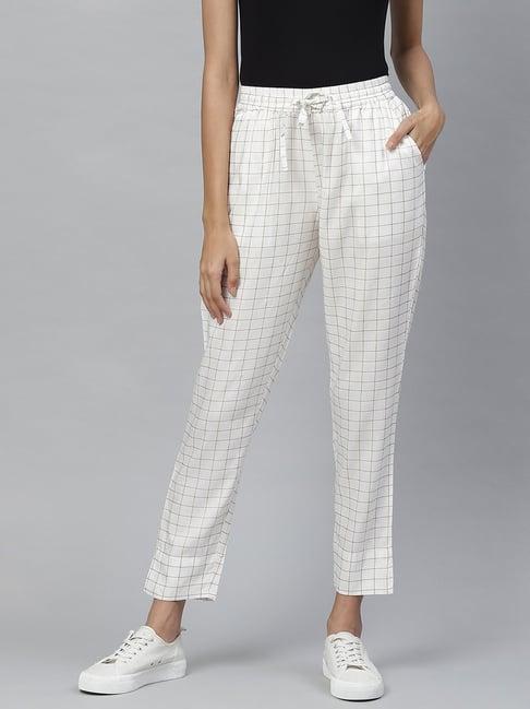 yash gallery white chequered pants