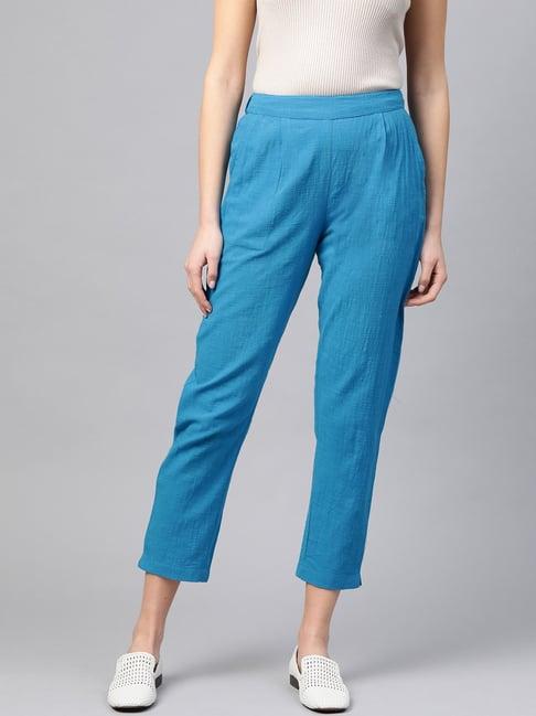 yash gallery blue mid rise pants