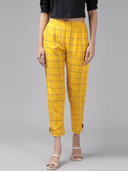 yash gallery yellow chequered pants