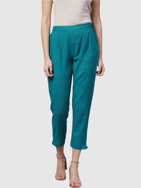 yash gallery blue mid rise pants