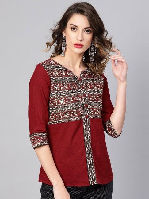 yash gallery red printed top