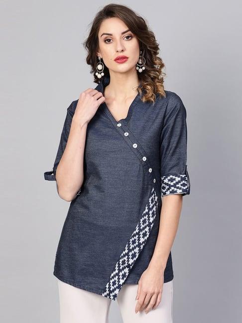 yash gallery blue regular fit top