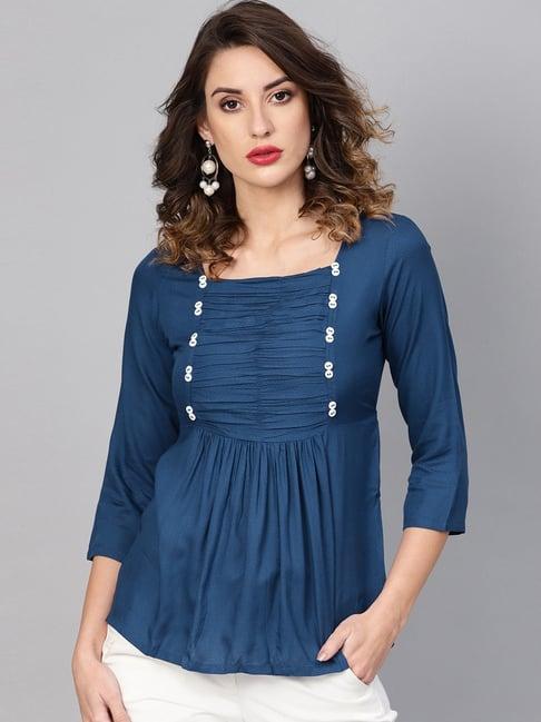 yash gallery blue regular fit top