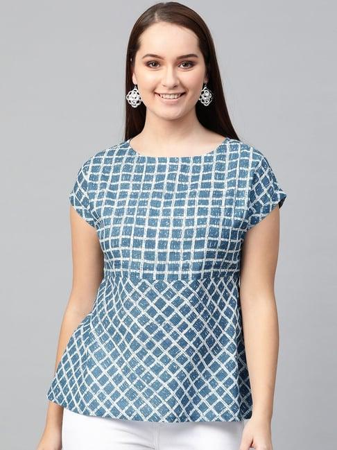 yash gallery blue chequered top