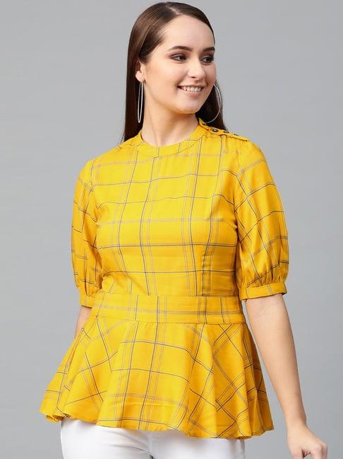 yash gallery yellow chequered top