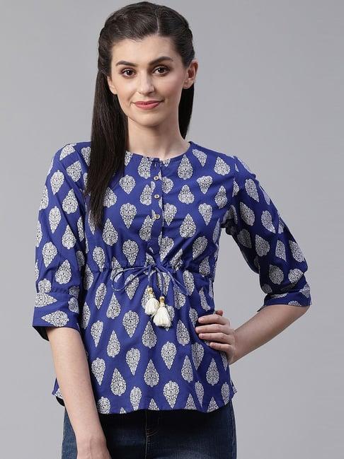 yash gallery blue printed top