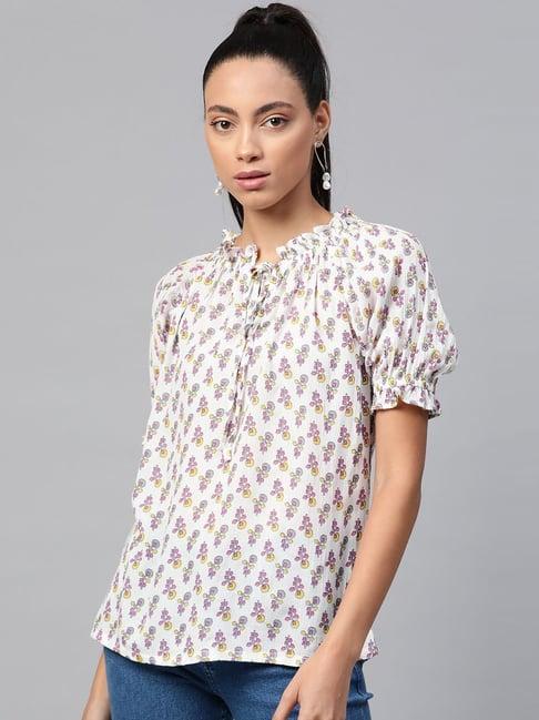 yash gallery white printed top