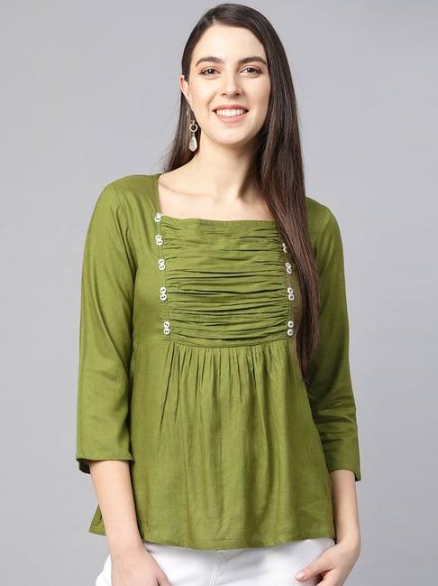 yash gallery green regular fit top