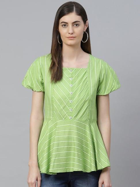 yash gallery green striped top