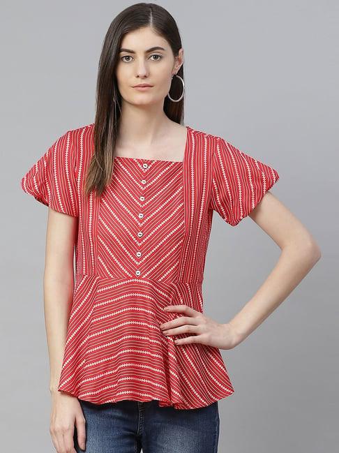 yash gallery red striped top