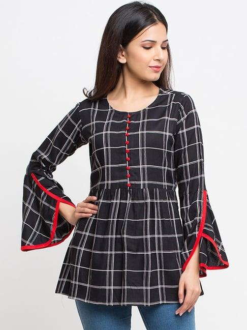 yash gallery black chequered tunic