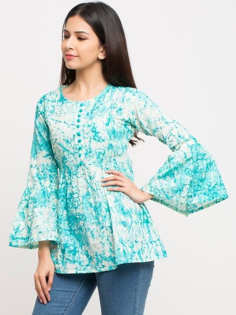 yash gallery blue cotton tie & dye tunic