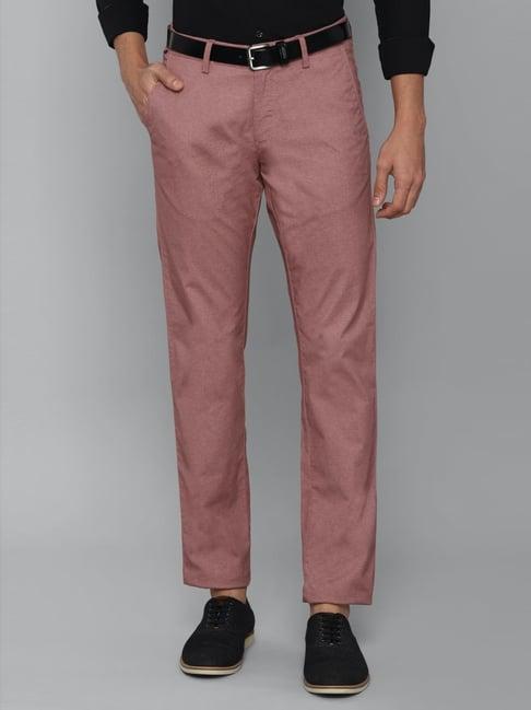 allen solly peach cotton slim fit self pattern chinos