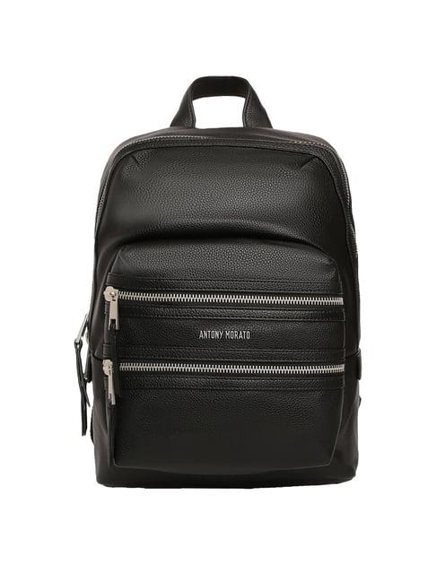 antony morato black textured medium backpack for men