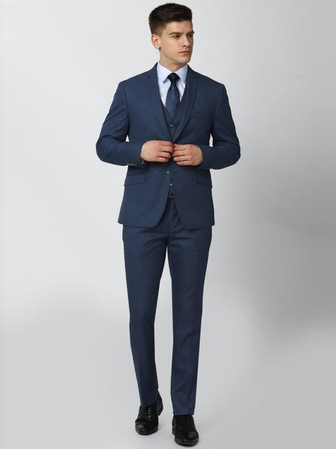 van heusen navy slim fit three piece suit