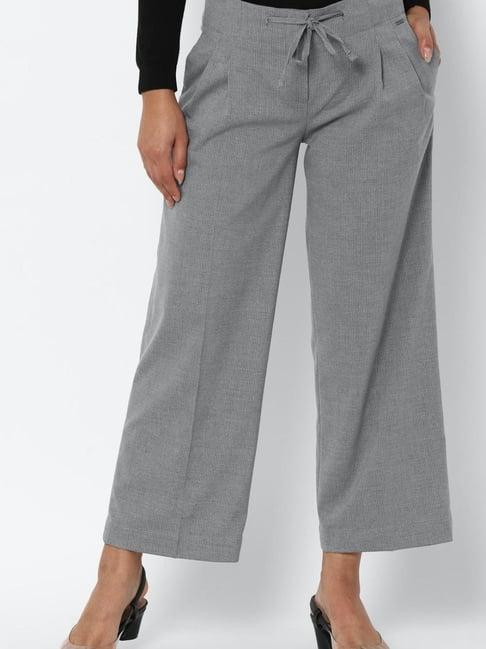 allen solly grey striped trousers