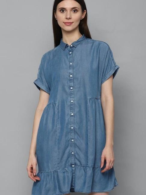 allen solly blue regular fit dress