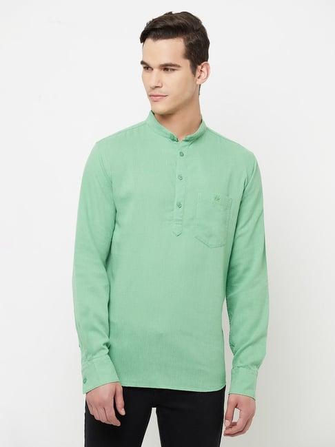 crimsoune club men green solid casual kurta