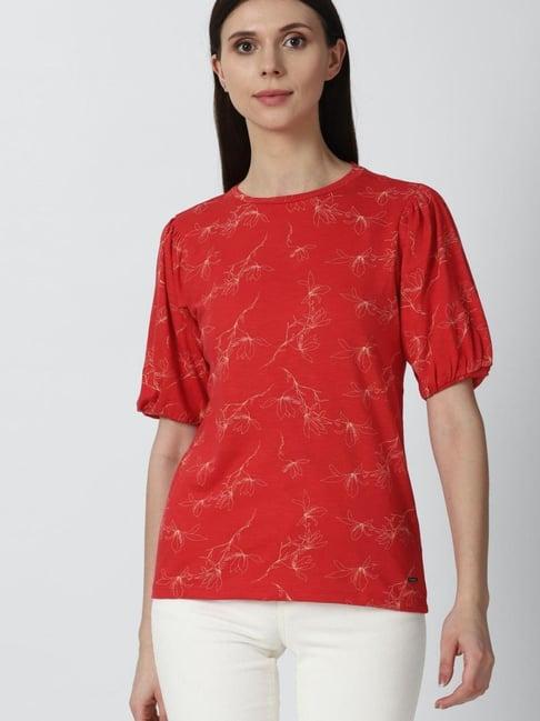 van heusen red printed top