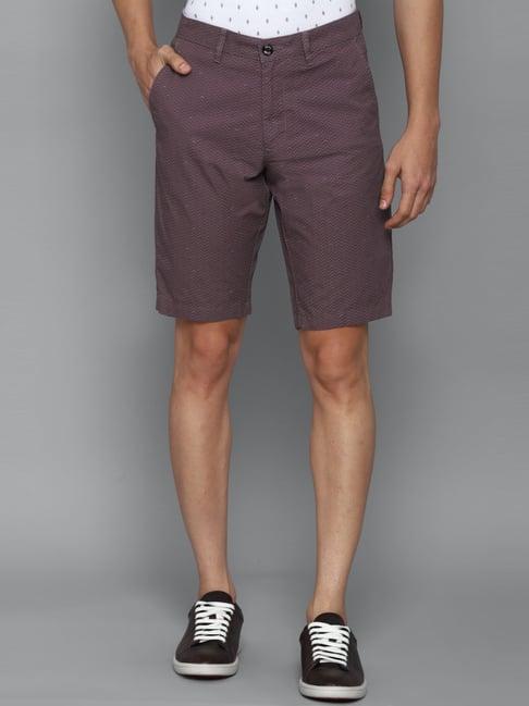 allen solly brown cotton slim fit printed shorts