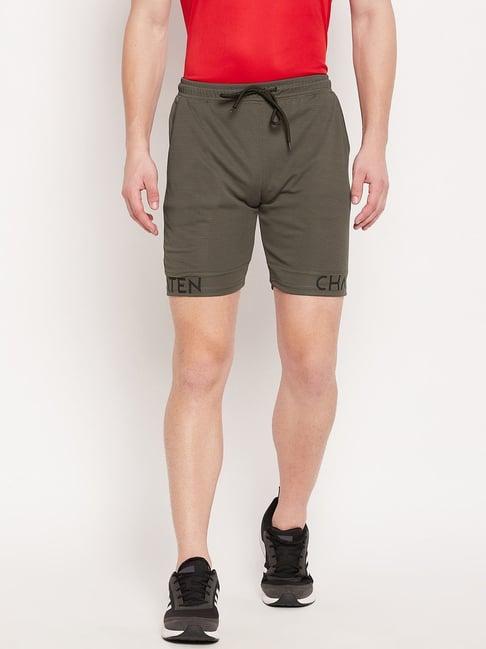 duke green regular fit printed shorts