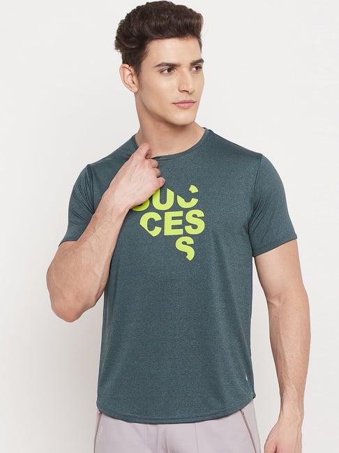 duke olive green regular fit printed t-shirt