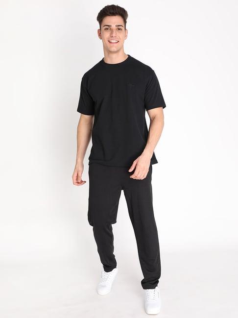 chkokko black loose fit t-shirt & trackpants set