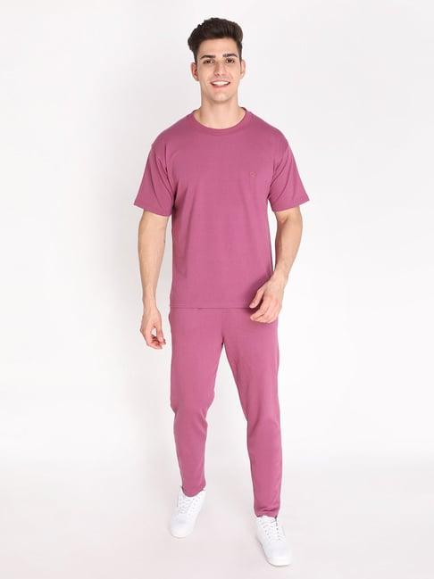 chkokko pink loose fit t-shirt & trackpants set