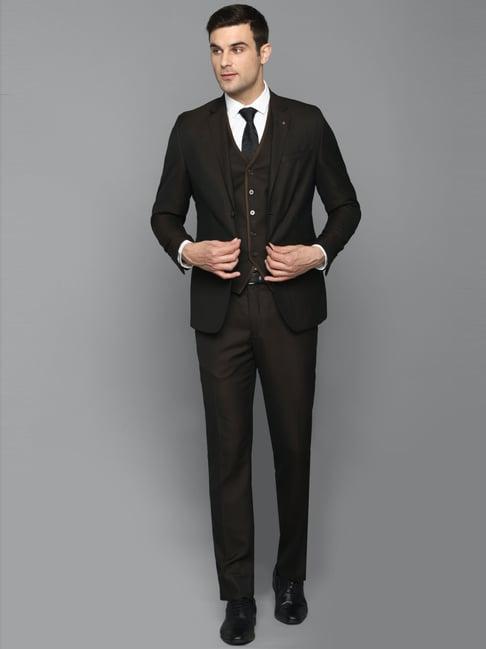 louis philippe brown slim fit three piece suit