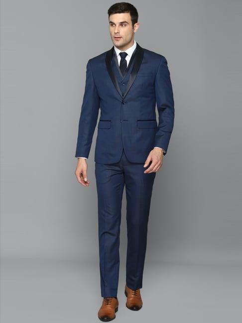 louis philippe navy slim fit three piece suit