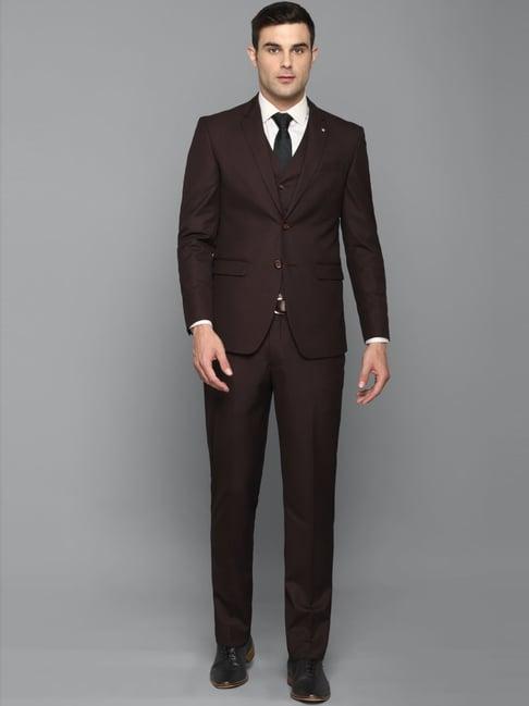 louis philippe gods & kings brown slim fit three piece suit