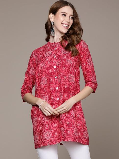 anubhutee pink printed a line kurti