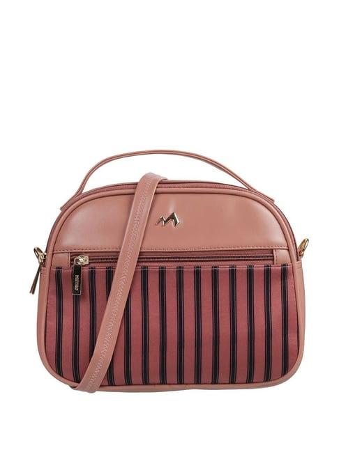 metro peach striped medium sling handbag