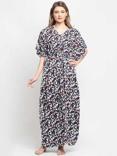 claura multicolor printed kaftan nighty