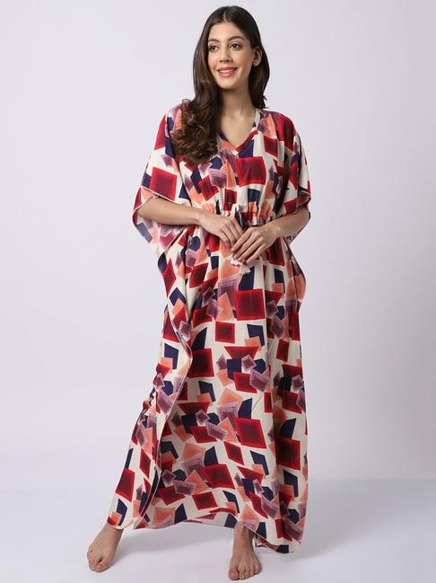 claura multicolor printed kaftan nighty