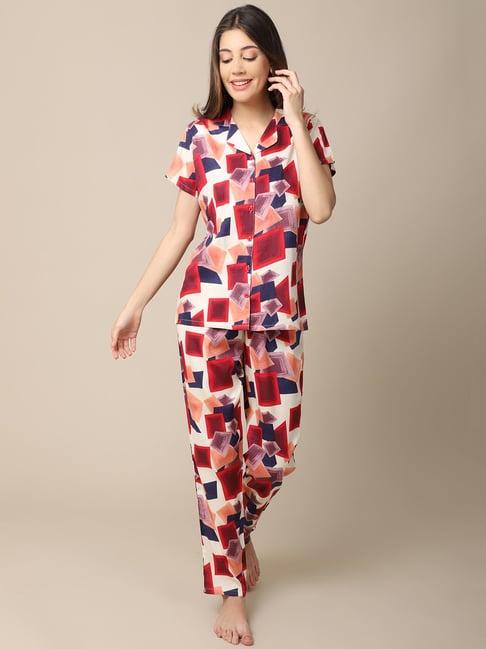 claura multicolor printed shirt with pyjamas