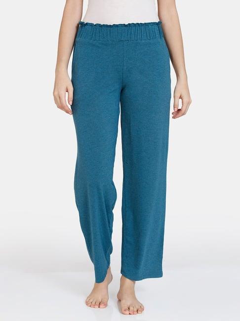 zivame blue full length lounge pants