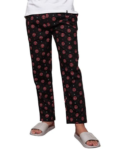 the souled store black regular fit printed pyjamas