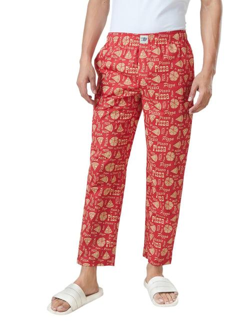 the souled store red regular fit printed pyjamas